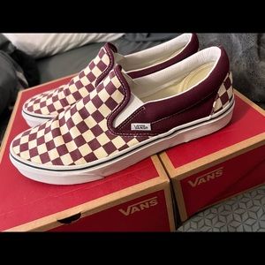 Vans checkerboard maroon slip on 10.5